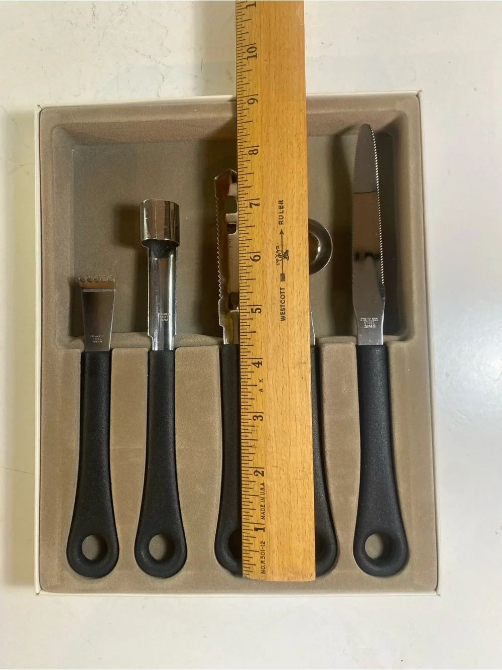 Vintage Set Of 5 Kmart Fruit Vegetable Garnishing Tools In Original Box